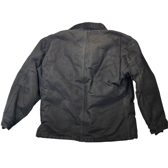 Carhartt Mens Coat Extra Large Black Duck Canvas Quilt Lined Work Chores Grunge - Picture 2 of 12